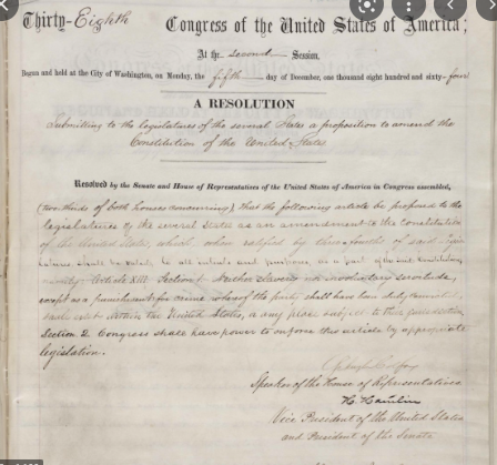 Congress passes the 13th Amendment