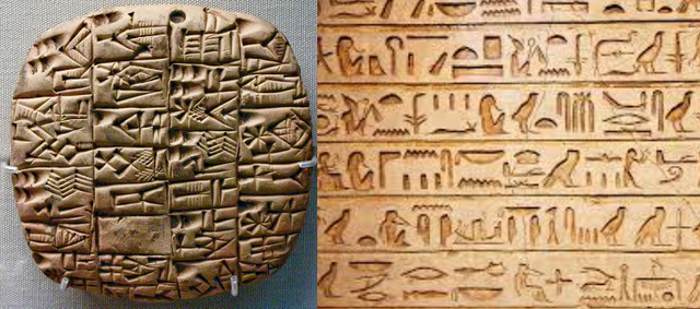 3.000 a.C - El primer sistema organizado de escritura: Los jeroglíficos y la escritura cuneiforme: