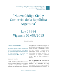 Nuevo Código Civil y Comercial de la República Argentina (Ley 26.994)