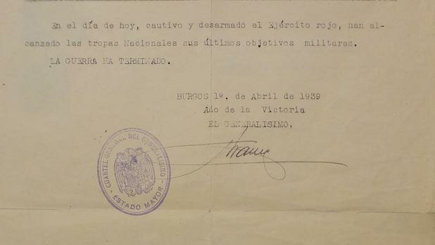 Último parte de guerra y fin de la misma