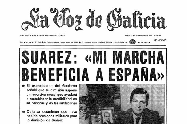 Dimisión de Adolfo Suárez.