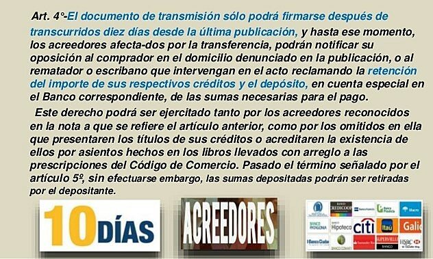 ARTICULO N° 4 - OPOSICIONES