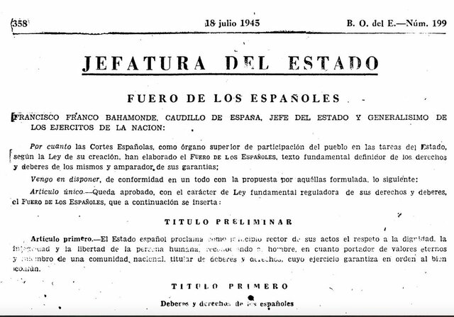 Aprobación del Fuero de los españoles