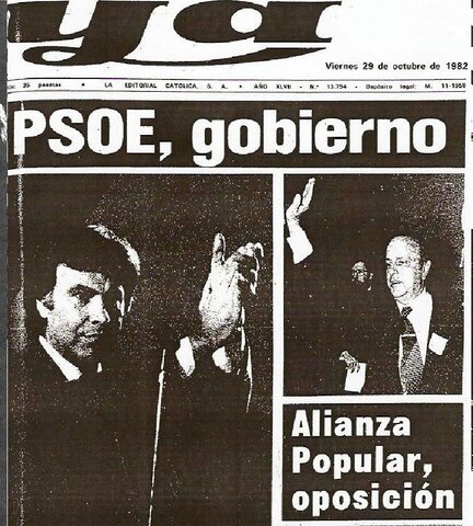 El PSOE gana las elecciones generales por mayoría absoluta y Felipe González se convierte en presidente del Gobierno. 1a legislatura.