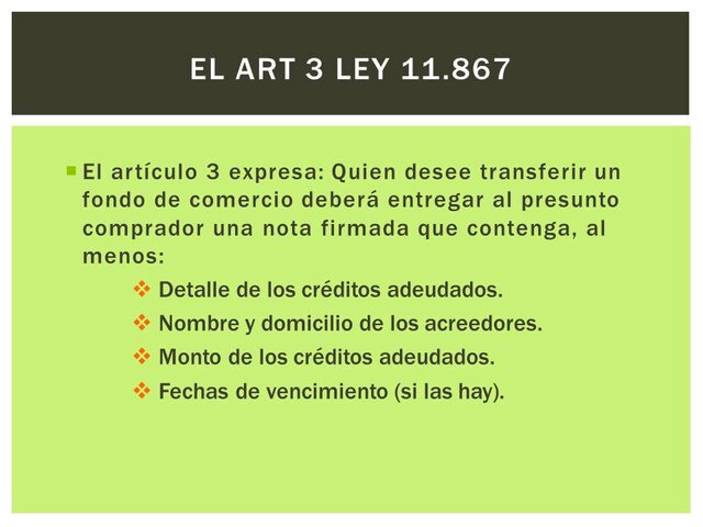 Articulo 3 de la Ley Nº 11.867