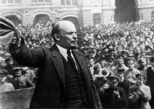 Vladimir Lenin speaking to crowd