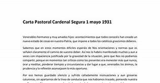 Carta pastoral del cardenal Segura