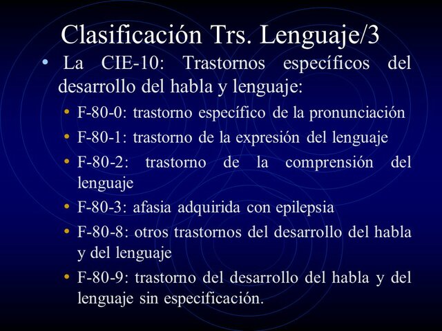 Clasificación del lenguaje CIE-10