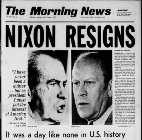 Nixon renuncia a la presidencia