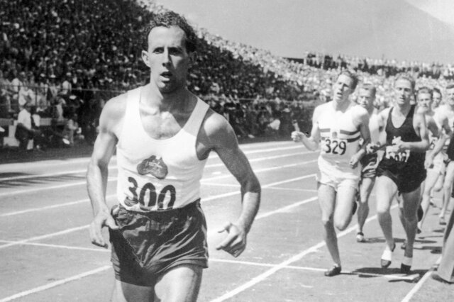 John Landy runs the first 4 minute mile