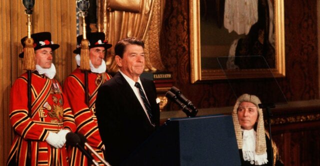 Reagan addresses Parliament in England
