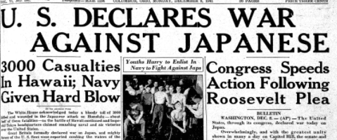 U.S. Declares War on Japan