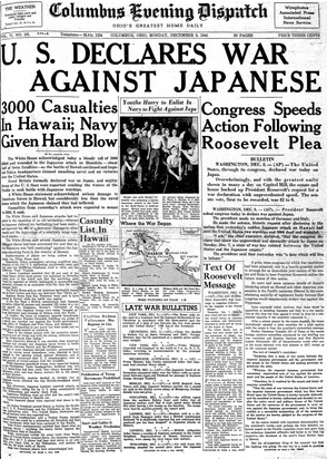 US Declares War on Japan (Pacific)
