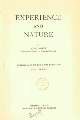 Experience and Nature - 1925