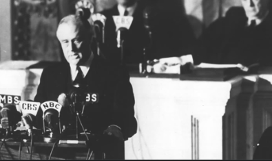 U.S. declares war on Japan