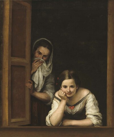 Murillo pinta "Gallegas en la ventana"