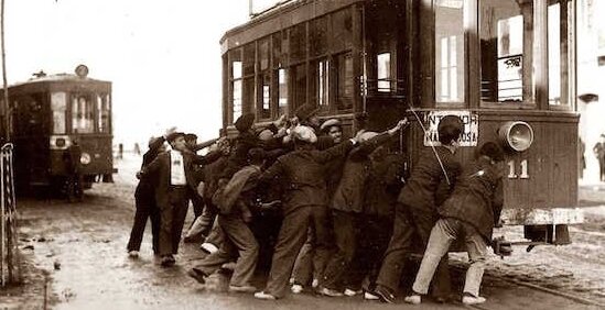 Huelga Tranvías Barcelona