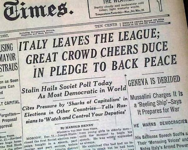 Italy leaves the League of Nations