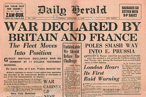 Gran Bretaña y Francia declaran la guerra a Alemania