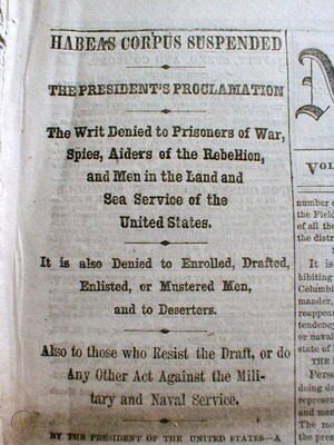 Suspension of Habeus Corpus