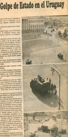 El presidente del Uruguay Juan María Bordaberry, con el apoyo de las Fuerzas Armadas disolvió las Cámaras de Senadores y Representantes y creó un Consejo de Estado con funciones legislativas y de contralor administrativo, restringió la libertad de pensami