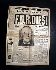 President Roosevelt dies