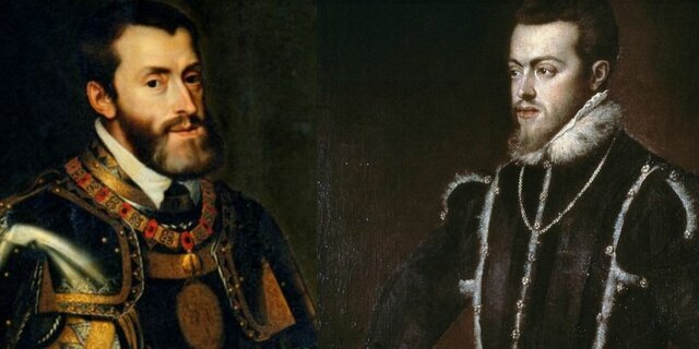 Carles I abdica i esdevé rei el seu fill Felip II