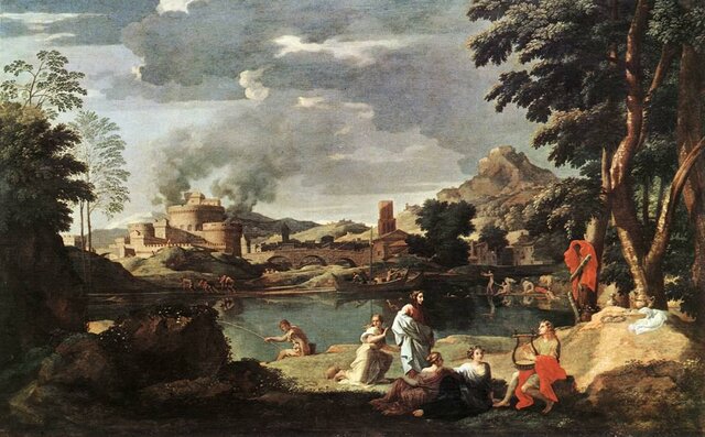 Nicolas POUSSIN, Paysage avec Orphée et Eurydice