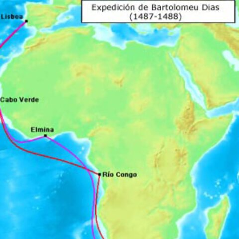 Bartolomeu Dias gira per cap de Bona Esperança