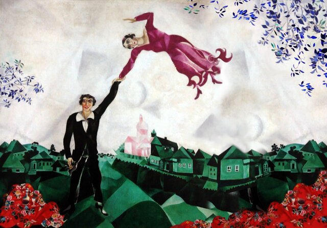 Obra de la revolución Rusa: The Promenade del artista Marc Chagall