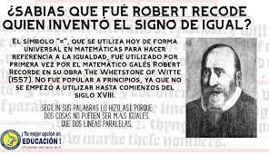 Robert Recorde introduce los símbolos matemáticos "=", "+" y "-"