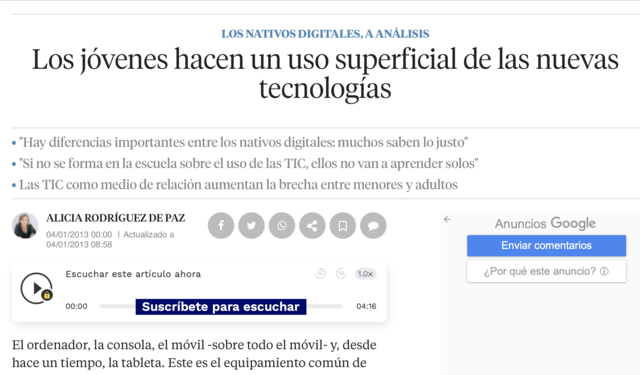 Los jóvenes hacen un uso superficial de las nuevas tecnologías