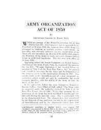 The Army Organization Act was Passed
