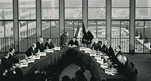 West Germany joins NATO and begins rearmament.