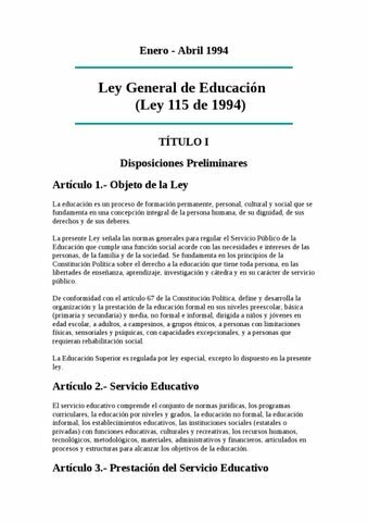 LA LEY 115 DEL 1994 EN EL CAPITULO 3 ARTICULO 55 EDUCACION PARA GRUPOS ETNICOS