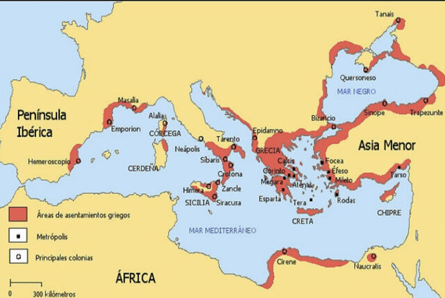 Colonias griegas por todo el Mediterráneo
