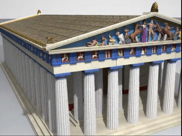 Preconstrucción del Partenón de Atenas, obra de Fidias