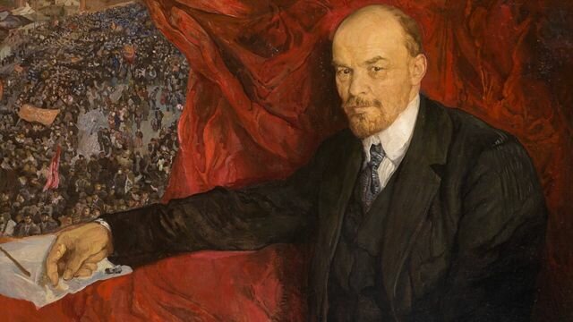 "V. I. Lenin y manifestación"