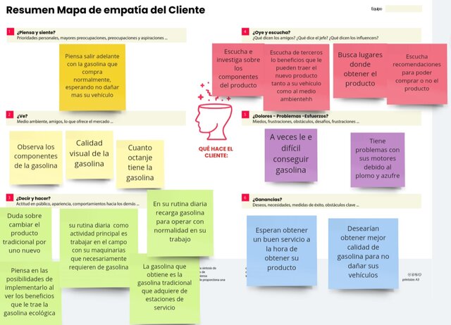 Resumen Mapa de Empatía del cliente