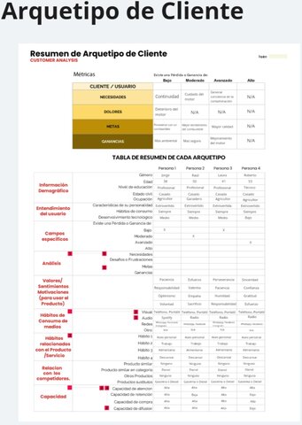 Resumen de arquetipo de cliente