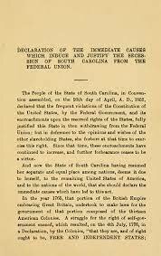 South Carolina Issues the Decleration of Causes
