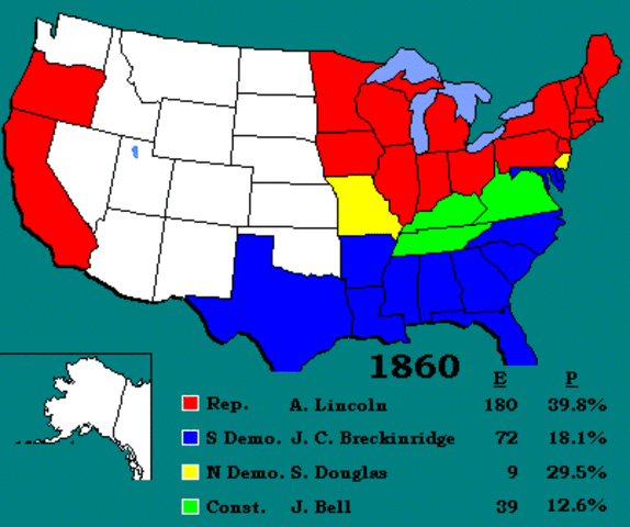 Democrats split in 1860