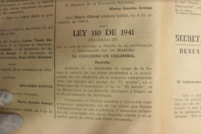 Medellín - Ley 110 de 1941 Rectificación y canalización del río Medellín (Aburrá)