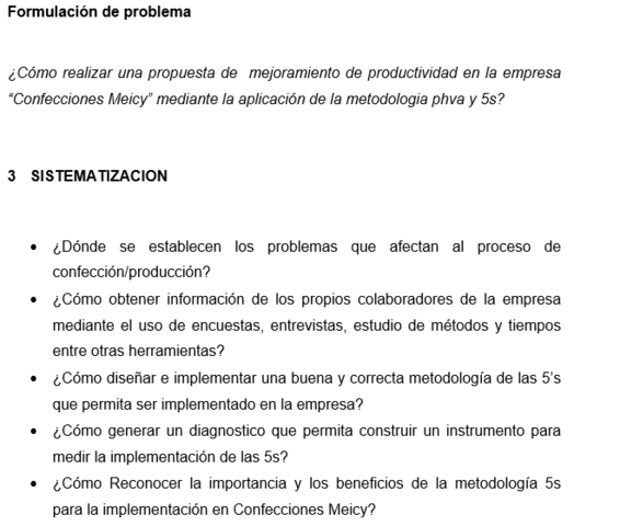 FORMULACIÓN DEL PROBLEMA Y SISTEMATIZACIÓN