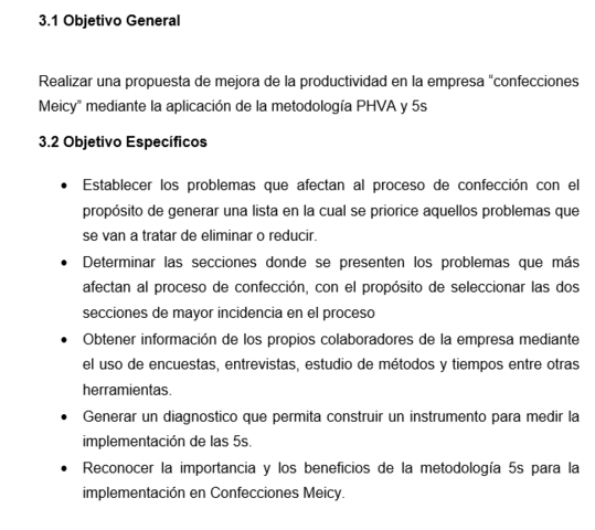 OBJETIVOS GENERAL Y ESPECIFICOS