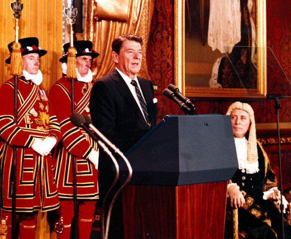 Reagan addresses Parliament in England