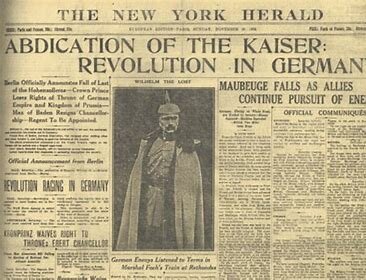 German Revolution of 1918 and Kaiser Wilhelm II resigns