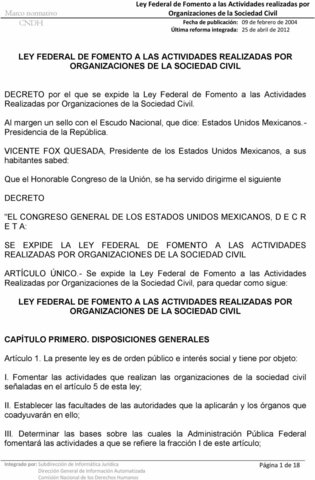 Ley Federal de Apoyo a las Actividades Realizadas por Organizaciones de la Sociedad Civil