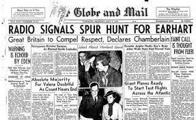 Amelia Earhart disappears around the Pacific Ocean during a flight