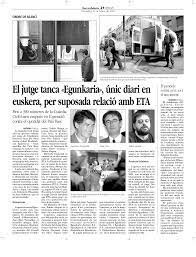 Tancament de l'únic diari en euskera Egunkaria